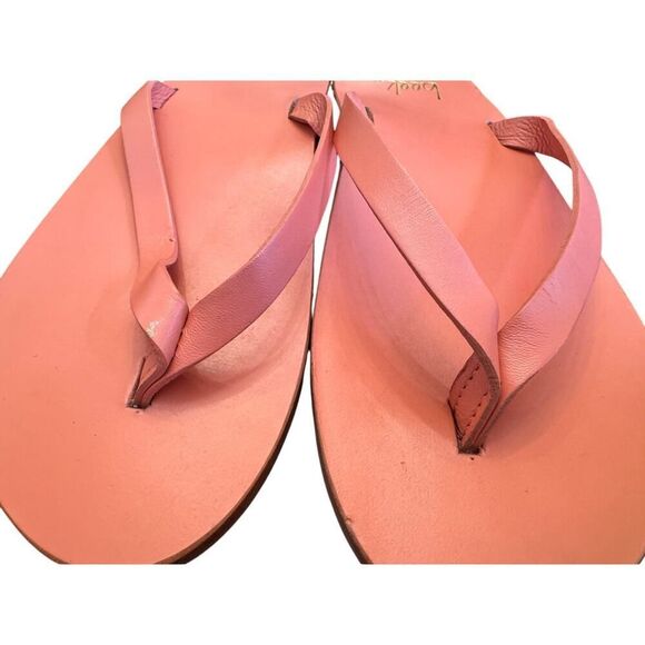 Beek Seabird Flip Flops Flamingo Pink Leather Sandals Sz 6 | Handmade in Mexico - Picture 4 of 8